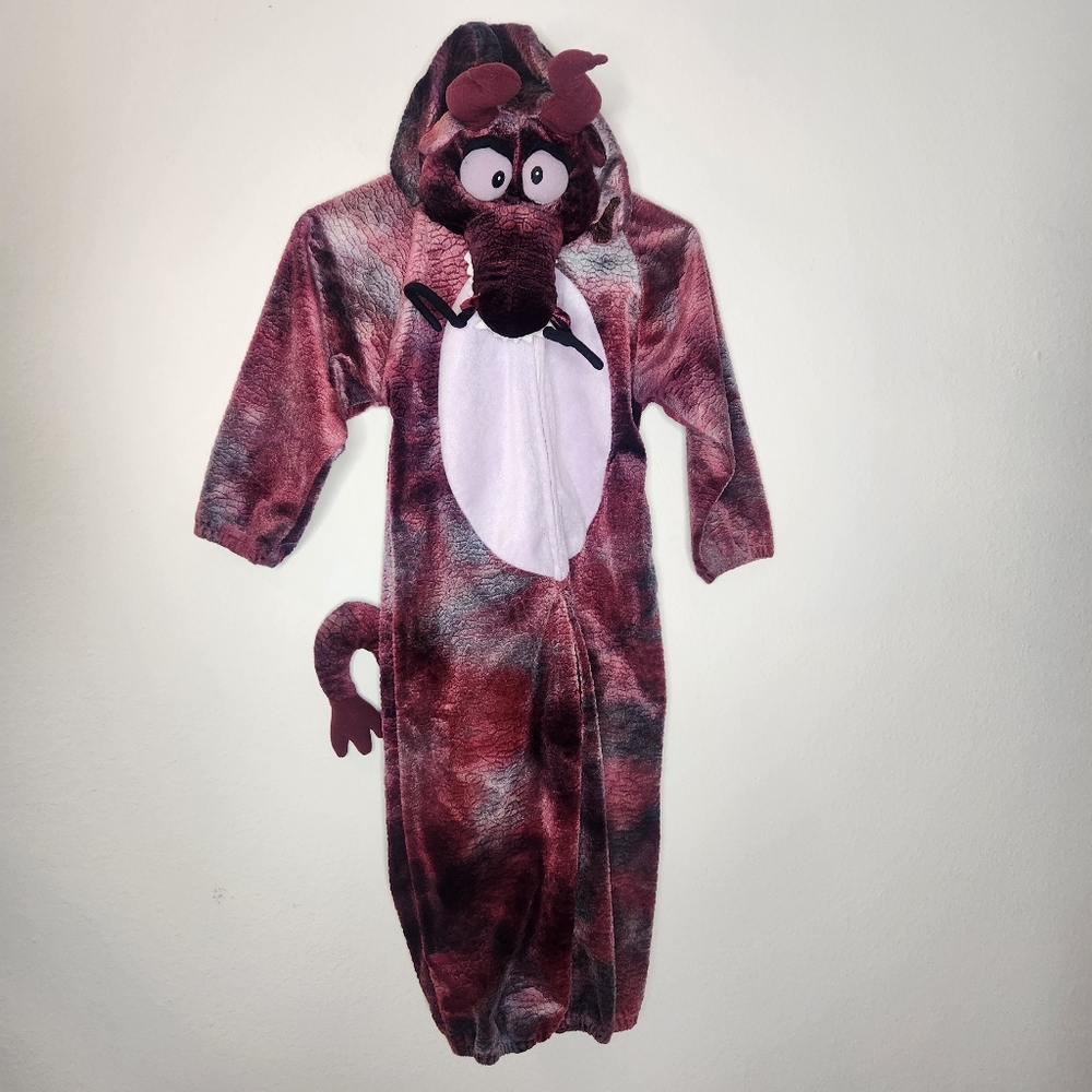 Kmart Youth Kids Size 44" Dragon Red One Piece Zip Halloween Costume